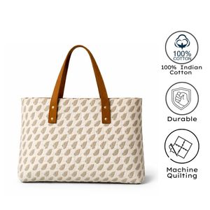 Sacs fourre-tout en toile de coton de luxe, durables, structurés, matelassés, imprimés à la main par des artisans indiens, à motifs floraux, de style bohème, pour une utilisation quotidienne - Product Image 4