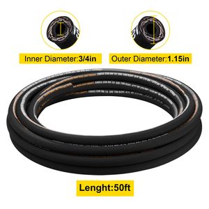 Manguera Hidráulica de Goma Enrollada de 3/4 Pulgadas x 50 Pies con 2 Trenzas de Alambre de Acero de Alta Resistencia, 3120 PSI, para Cilindros Hidráulicos - Product Image 4