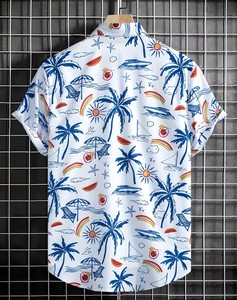 Camisa Casual de Manga Corta para Hombre, Estampado Tropical, Cintura Media, Estilo Hawaiano para Vacaciones de Verano - Product Image 2
