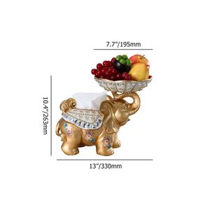 Cestino di frutta elefante oro e bianco con scatola di tessuto in resina vassoio Snack per la decorazione della casa - Product Image 5