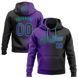 Sudadera con Capucha Deportiva de Moda, Diseño Nuevo, Personalizada, con Degradado Negro, Púrpura y Verde Azulado, Venta al Por Mayor Directa de Fábrica - Product Image 1