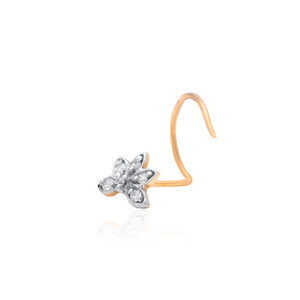 Anneau de nez en or blanc 18 carats massif pour femme, avec diamant naturel rond, piercing de luxe, cadeau idéal pour anniversaire, usage quotidien ou religieux - Product Image 1