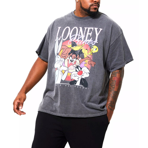 Camiseta de Manga Corta para Hombre, 100% Algodón, Lavado Ácido, Cuello Redondo, Diseño Sólido, 180 Gramos, Logotipo Personalizado, Alta Calidad - Product Image 1