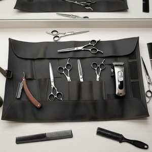 Rubber Barber <b>Tool</b> <b>Roll</b> with Stainless Steel Blades Scissors and Clippers for Hair Salon Use - Product Image 1