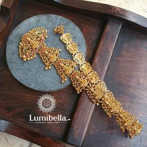 Fashion Layered Gold Temple Jada Billalu Necklace - Product Image 1