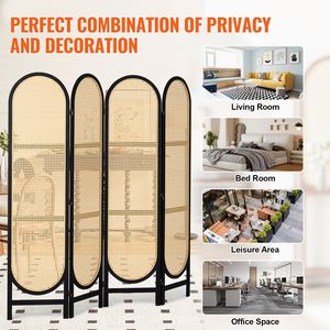 4-pannello tessuto a mano in Rattan marrone divisorio per Privacy pieghevole portatile schermi in legno cerniere Freestanding divisorio da parete per vivere - Product Image 6