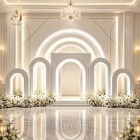 Ensemble de toile de fond de mariage en arche blanche à niveaux, éclairée, en acrylique PVC, pour décoration de scène et d'événements de banquet