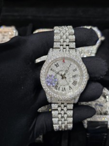 นาฬิกาข้อมือผู้ชายสุดหรูระดับไฮเอนด์ ประดับเพชร VVS มอยส์ซาไนต์ กระจกแซฟไฟร์ กันน้ำ ตัวเรือนสแตนเลสสตีล - Product Image 5