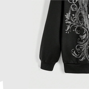 Sudadera con capucha de diamantes de imitación para hombre, corte holgado, manga acampanada, bolsillo lateral, cremallera, estilo urbano, venta al por mayor - Product Image 2