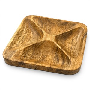 Bandeja de Servir de Madera Hecha a Mano con 4 Compartimentos |   Plato Multiusos para Aperitivos |   Bandeja de Madera para Frutos Secos y Aperitivos - Product Image 3