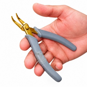 Alicates de punta curva de acero inoxidable con su logotipo, alicates de punta fina de alta calidad, ligeros, para trabajos precisos, herramienta para hacer joyas, 5 pulgadas - Product Image 1