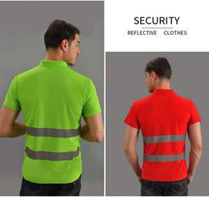 Polo de sécurité à manches courtes en tissu à séchage rapide pour la construction, vêtement de travail haute visibilité, uniforme de protection - Product Image 4