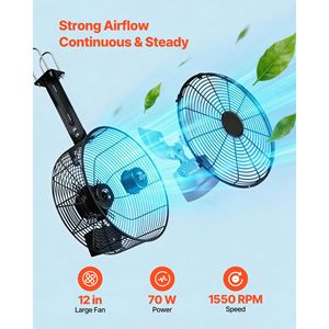 Ventilatore a parete da 1800 CFM con 10 velocità e 3 modalità, controllo LCD, per uso in serra - Product Image 3