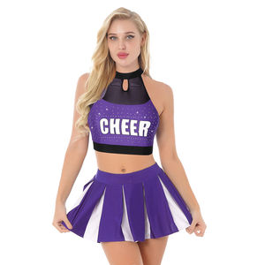 Uniforme de cheerleading pour femmes adultes de haute qualité, design personnalisé, techniques d'impression avec strass, 100% polyester respirant - Product Image 1