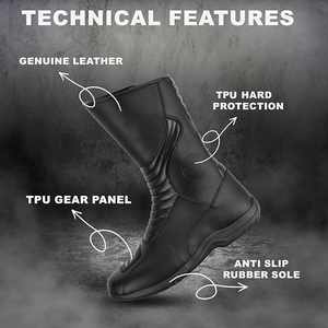 Bottes de moto imperméables, bottes de moto pour hommes en cuir, chaussures de course de moto toutes saisons - Product Image 3