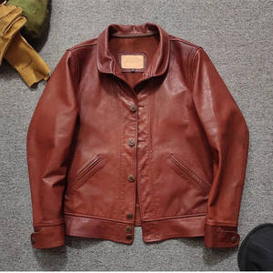 HARAZ INTERNATIONAL Blouson de moto en cuir véritable style vintage, qualité supérieure en cuir de mouton, col rabattable, fermeture éclair pour homme - Product Image 5