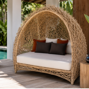 ARTERRA Chaise longue de luxe moderne en teck avec baldaquin pour piscine extérieure, plage, chaise longue de soleil, coussins résistants aux UV, hôtel - Product Image 5