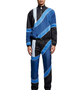 Blouson de sport pour homme à blocs de couleur, style streetwear, avec fermeture éclair quart de tour, en polyester, coupe droite, pour le printemps, bleu, noir, gris - Product Image 1