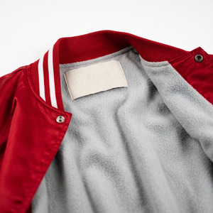 Wholesale Custom Logo Satin Varsity <b>Jacket</b> Men's Baseball Style Bomber <b>Jacket</b> with Striped Rib Cuff and Collar - Product Image 3