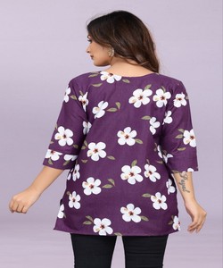 Haut en coton slub fantaisie imprimé numériquement, idéal pour le quotidien, prix de gros, vêtement ethnique, violet - Product Image 2