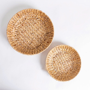 Rustic Kitchen Decoration Footed Water Hyacinth Bowls Natural Round <b>Small</b> <b>Basket</b> Bowl for Fruit Bread Pastry Pantry <b>Storage</b> - Product Image 3