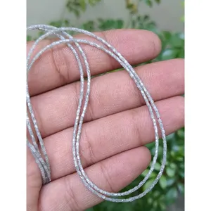 Cuentas de Diamante Blanco Natural AAA++, Corte Brillante Redondo Facetado de la Mejor Calidad, 1.5mm, 14 Pulgadas, Forma de Tubo, para Joyería - Product Image 3