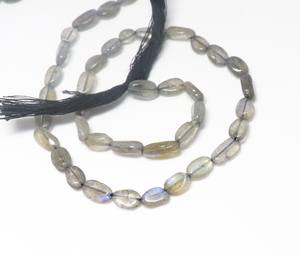 ลูกปัดลาบราดอไรต์ธรรมชาติทรงรีเรียบ ลูกปัดลาบราดอไรต์ทรงรีหลากสีสัน สำหรับทำเครื่องประดับ สร้อยคอ สร้อยข้อมือ - Product Image 1