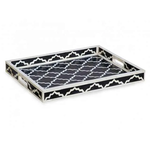 Plateau de service en bois personnalisable FAIZA CRAFT FC-3174, incrustation d'os et de résine, motif végétal moderne, multifonctionnel, vente chaude - Product Image 6