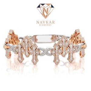 Bracelet Hip Hop en Moissanite VVS de Qualité Supérieure, Bijou de Luxe Iced Out pour Hommes, Style Rapper Streetwear, En Vente - Product Image 1