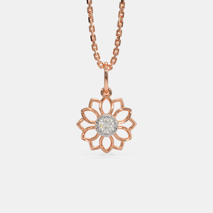 Collar con Colgante de Diamantes Cultivados en Laboratorio en Forma de Racimo Floral en Oro Rosa - Product Image 1