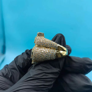 Anillo de Lujo Chapado en Oro de 14k y Plata 925 con Diamantes, Diseño de Símbolo de Dólar, Estilo Hip Hop, Brillante y Moderno para Raperos - Product Image 6