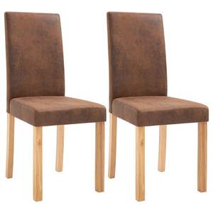 Ensemble de 2 chaises de salle à manger en similicuir suédé marron, design standard et durable - Product Image 2
