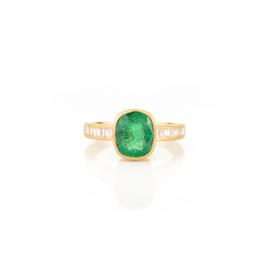 Nueva Colección de Anillos de Boda Hechos a Mano con Esmeraldas y Diamantes 100% Genuinos para Unisex, Oro Amarillo Sólido K18 - Product Image 1