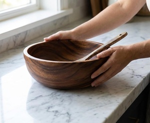 ชามไม้ตกแต่งระดับพรีเมียม ชามไม้ทำมือสำหรับเป็นของขวัญ ชามไม้สำหรับเสิร์ฟงานฝีมือ ชามไม้สำหรับตกแต่ง - Product Image 1
