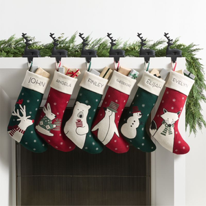 Designer Metal Christmas <b>Stocking</b> <b>Holder</b> Weighted Mantel Hook Holiday Display feltsocks - Product Image 1
