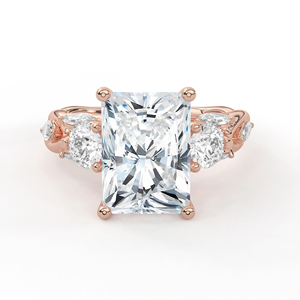 แหวนหมั้นเพชรแล็บโกรว์ทรงเรเดียนท์คัท 3 กะรัต ทอง 14K 18K ดีไซน์ใบไม้กิ่งไม้บิดเกลียว แรงบันดาลใจจากธรรมชาติ เครื่องประดับครบรอบ - Product Image 2