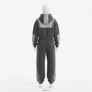<b>Women</b> Two Piece Zip Up Hooded Tracksuit Set Color Block Hoodie Wide Leg <b>Jogger</b> Pants Rhinestone Detail - Product Image 6