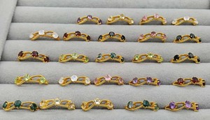Handmade Three Stone Assorted Gold Plated Ring Women's Fashion Wholesale Bulk Ring Custom Assorted Jewelry - Product Image 3
