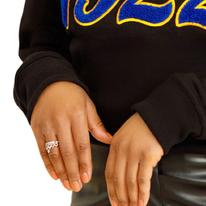 Sigma Gamma Rho 1922 Black Poodle Sleeve Chenille Sweatshirt Women Cotton Blend Long Sleeve Casual Stylish Fit - Product Image 6