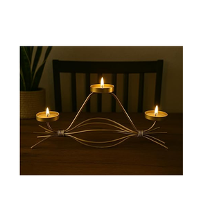 Porte-bougie décoratif en laiton, style moderne et luxueux, fait main, pour Noël, mariage, décoration de table - Product Image 2