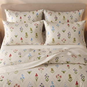 Drap plat en coton imprimé floral classique, couleur terre cuite, 100% coton, T 180 - Product Image 2