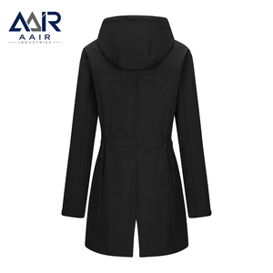AAIR INDUSTRIES <b>Women's</b> <b>Black</b> Hooded Long Fleece Jacket Windproof <b>Winter</b> <b>Coat</b> with Zipper Closure Full Sleeve Solid Color - Product Image 2