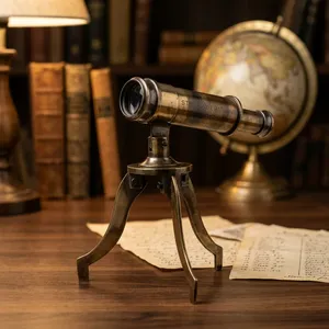 Telescopio de Latón con Mini Trípode de Calvin Handicrafts, Decoración de Mesa Antigua Vintage, Diseño Tradicional 100% Hecho a Mano - Product Image 1