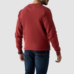 Sudadera de Cuello Redondo para Hombre, Color Sólido, Algodón, Corte Regular, Informal, para Otoño, Roja - Product Image 2