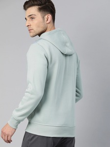 Veste polaire à capuche vert clair pour homme, fermeture éclair sur le devant, couleur unie, respirante, en polyester tricoté, pour l'automne - Product Image 2