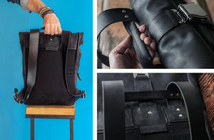 Genuine Leather Anti-Theft <b>Roll</b> Top <b>Backpack</b> Vintage <b>Backpack</b> Bag Unisex Waterproof Travel Day Pack Zipper LTBP-0204 - Product Image 2