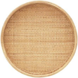 <b>Round</b> Rattan Coffee <b>Table</b>, 32'' Wicker Boho Hand-Woven Top, Modern Unique Farmhouse <b>Tray</b> Top Center <b>Table</b> for Living Room - Product Image 2