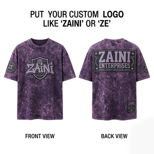 Mens Acid Wash T Shirt Premium 200 GSM Cotton Jersey Purple Washed Tee Custom Screen Print Logo Oversized Relaxed Streetwear Fit - Product Image 1