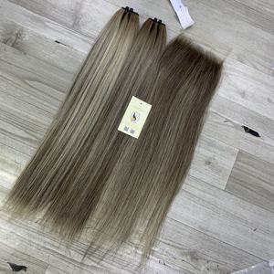 Extensions de cheveux naturels vietnamiens à double trame, couleur mèches, lisses, tissées à la machine, très demandées - Product Image 5