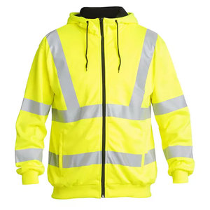 <b>Hi</b>-<b>Vis</b> Reflective Safety Workwear <b>Fleece</b> Zip-Up Hoodie Sweatshirt Construction Outdoor Working High Visibility Jackets - Product Image 3